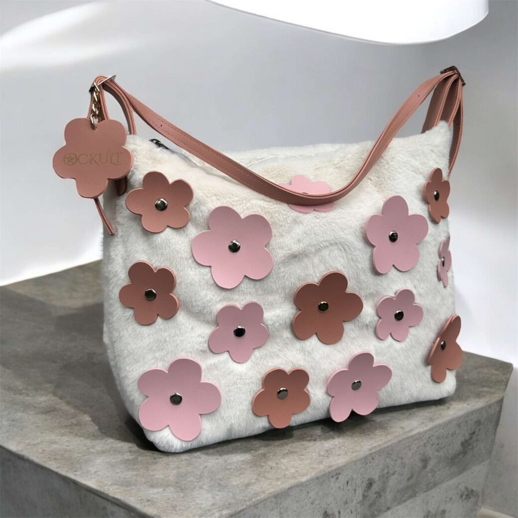 Pink Floral Fur Bag